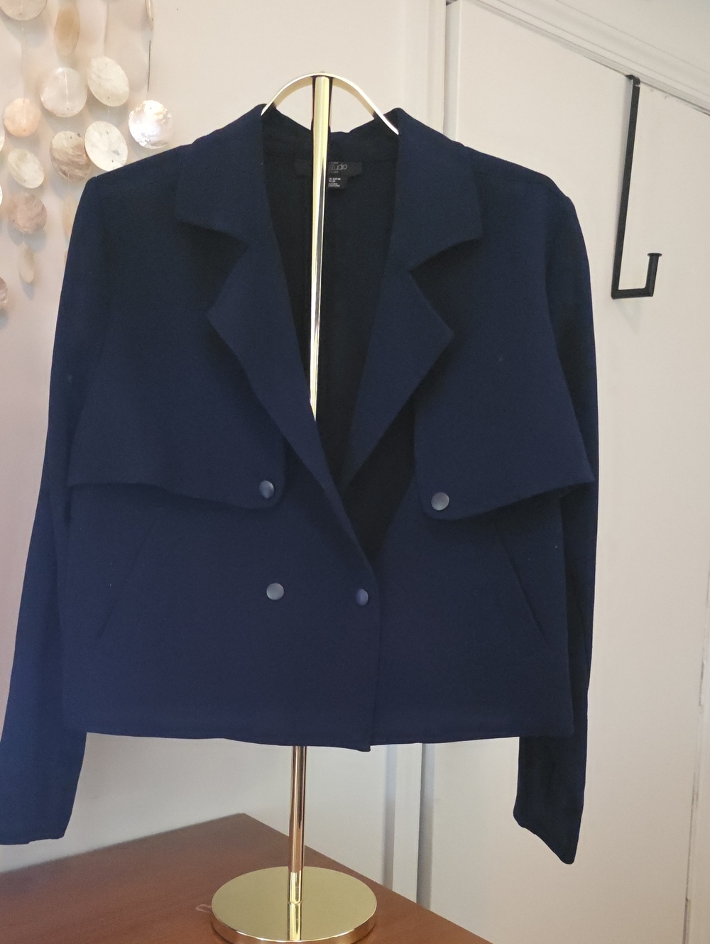 Women's Navy Double-Breasted Suit Jacket by Zara